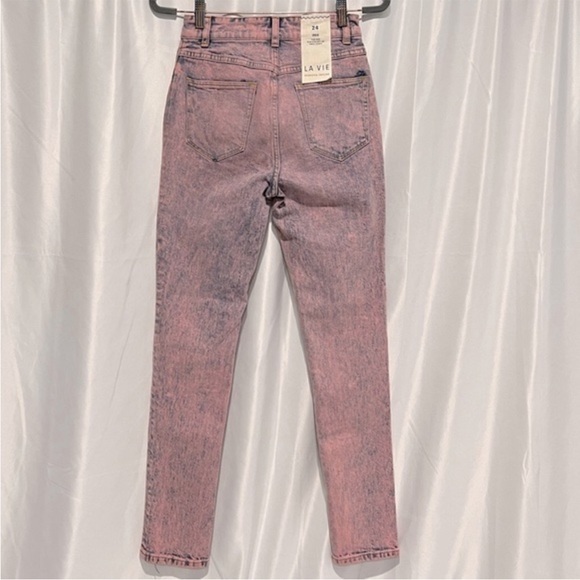 Rebecca Taylor La Vie Ines Pink Acid Wash Straight Leg Jeans. NWT - Picture 7 of 14